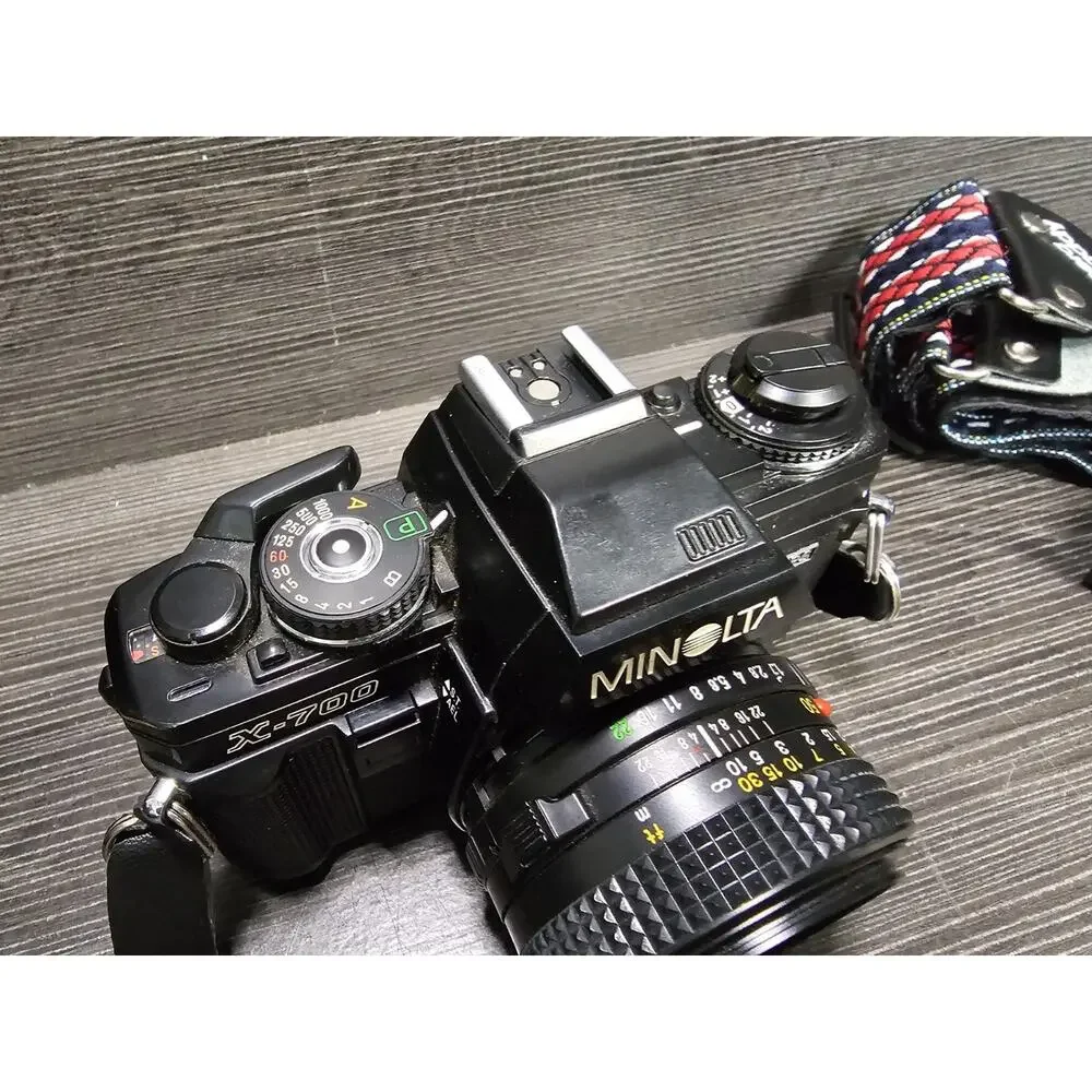 Minolta X-700 35mm Film Camera w/ fast 50mm F1.7 Lens & Flash And Accessories